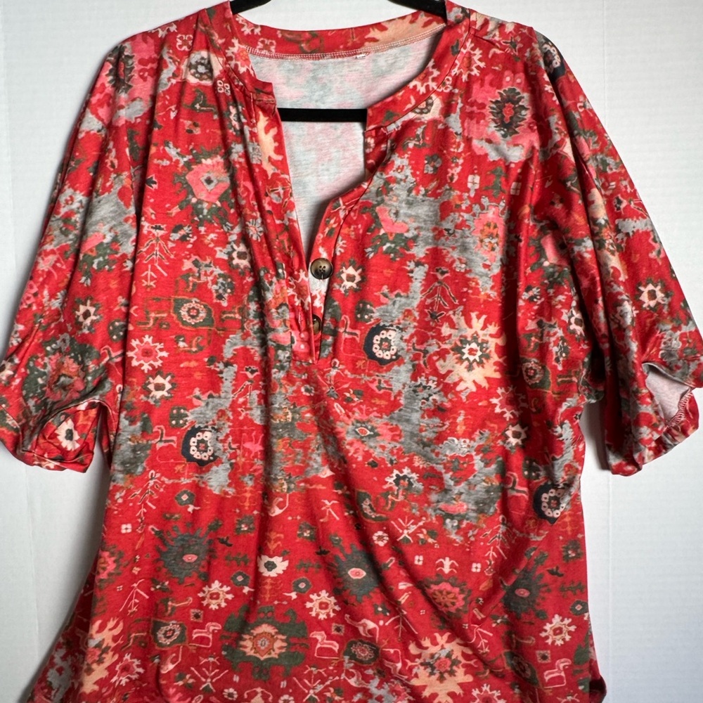 Floral Red Women's Top